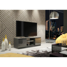 Tv Unit Aura 120Cm - Dark Grey With Gloss Doors - thumbnail 2
