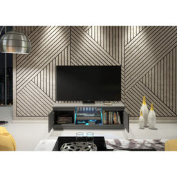 Tv Unit Aura 120Cm - Dark Grey With Gloss Doors - thumbnail 7