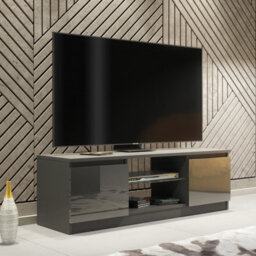 Tv Unit Aura 120Cm - Dark Grey With Gloss Doors