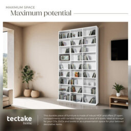Tectake Cd Shelf Unit Christel - 27 Compartments For Up To 1080 Cds  - White - thumbnail 3