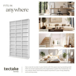 Tectake Cd Shelf Unit Christel - 27 Compartments For Up To 1080 Cds  - White - thumbnail 5