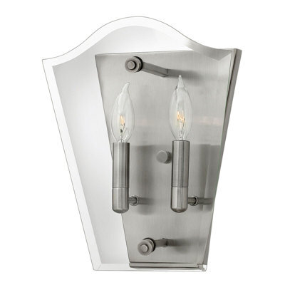 Elegant Twin Wall Light Sconce In Polished Antique Nickel With Led E14 Bulb
