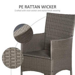 2 Pieces Rattan Garden Chairs, Patio Dining Chairs With Cushions Grey - thumbnail 5