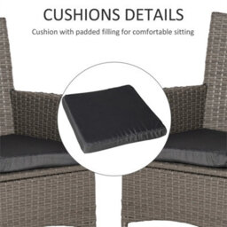 2 Pieces Rattan Garden Chairs, Patio Dining Chairs With Cushions Grey - thumbnail 4