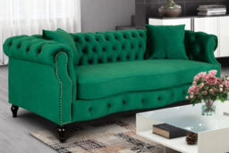 Velvet Emerald Green 3 Seater Chesterfield Sofa