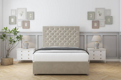 "Comfort Winslow Cream Plush Divan Bed Set 4 Drawers - 26"" Strutted 4' Small Double" - image 1