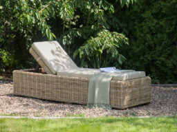 Beliani Sun Lounger With Cushion Palese Reclining Rattan Natural - thumbnail 2