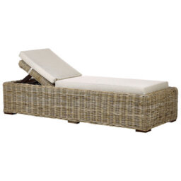 Beliani Sun Lounger With Cushion Palese Reclining Rattan Natural - thumbnail 1