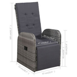 Berkfield 5 Piece Garden Dining Set With Cushions Grey Poly Rattan - thumbnail 8