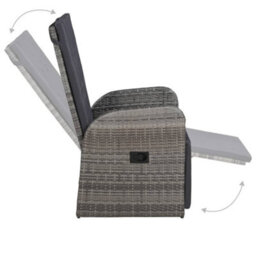 Berkfield 5 Piece Garden Dining Set With Cushions Grey Poly Rattan - thumbnail 6