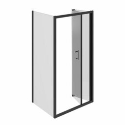 Sundaze Matt Black 1000mm Bi-Fold Door Shower Enclosure With 800mm Side Panel, White Slate Effect Shower Tray & Waste - thumbnail 2