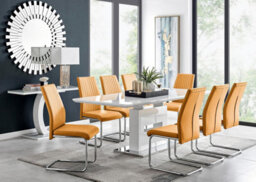 Furniturebox Uk Arezzo Large Extending Dining Table And 8 Mustard Lorenzo Chairs - thumbnail 1