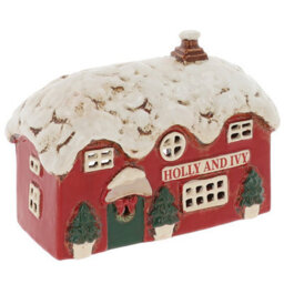 Village Pottery Christmas Holly & Ivy Pub Tea Light Holder - thumbnail 2