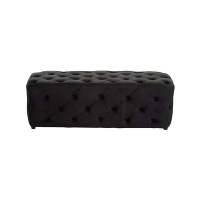 Buttercup Farm Alea Black Velvet Bench - Wood/textile - L45 X W120 X H38 Cm - image 1
