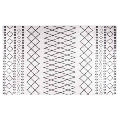 Berkfield Durable Rug Washable Black And White 120X170 Cm Anti Slip