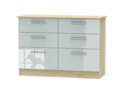 Trent 6 Drawer Midi Chest Of Drawers In Grey & Bardolino Oak (Ready Assembled) - thumbnail 1