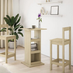 Berkfield Bar Table With Storage Sonoma Oak 60X60X102 Cm Engineered Wood - thumbnail 3