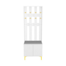 Hygrad Built to Survive Coat Rack Stand With 2 Tier Shoe Storage Bench Clothes Hat Stand Hanger 8 Hooks - thumbnail 3
