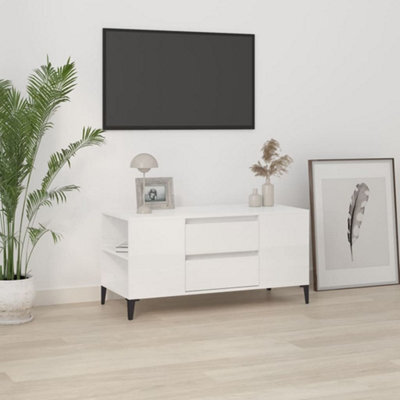 Vidaxl Tv Cabinet High Gloss White 102X44.5X50 Cm Engineered Wood - image 1