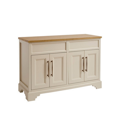 Homestylestore Antique White And Oak 1210mm Bathroom Vanity Unit And Brushed Copper T Bar Handles - image 1