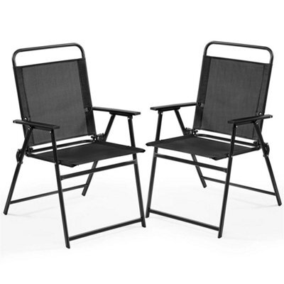 Black 4Pcs Outdoor/ Patio/ Garden/ Backyard Texteline Foldable Dining Chairs - image 1