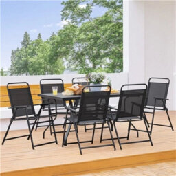 Black 4Pcs Outdoor/ Patio/ Garden/ Backyard Texteline Foldable Dining Chairs - thumbnail 4