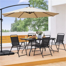 Black 4Pcs Outdoor/ Patio/ Garden/ Backyard Texteline Foldable Dining Chairs - thumbnail 5