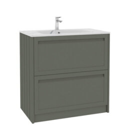 Royal Bathrooms Elmore 800mm Traditional Floor Standing 2 Drawer Bathroom Vanity Unit With Sintered Stone Basin Sink - Matt Green - thumbnail 6