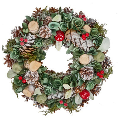 Dibor Winter Forest Treasures Festive Decor Autumn-Winter Front Door Wreath Christmas Wreath 38Cm - image 1