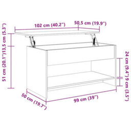 Berkfield Modern Coffee Table Smoked Oak 102X50X52.5 Cm Engineered Wood - thumbnail 9