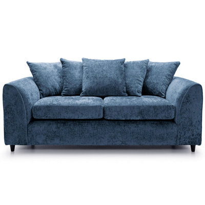 Furnishings For Less UK Monaco Chenille Fabric 3 Seater Sofa  Blue