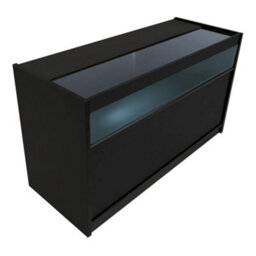 MonsterShop Black Shop Counter Led Light B 1500mm Lockable Sliding Doors 2 Keys Retail Storage Unit Display Showcase Cabinet Reception Desk - thumbnail 1
