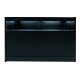 MonsterShop Black Shop Counter Led Light B 1500mm Lockable Sliding Doors 2 Keys Retail Storage Unit Display Showcase Cabinet Reception Desk - thumbnail 2