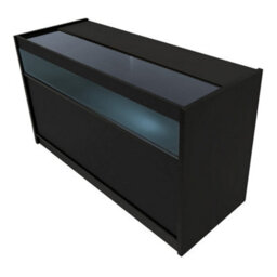 MonsterShop Black Shop Counter Led Light B 1500mm Lockable Sliding Doors 2 Keys Retail Storage Unit Display Showcase Cabinet Reception Desk - thumbnail 7