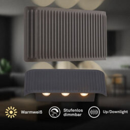 Briloner Black Wall Light Led Rechargeable Cordless 150Lm Up And Down 2700K Hallway Bedroom 175X90X45mm - thumbnail 2