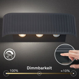 Briloner Black Wall Light Led Rechargeable Cordless 150Lm Up And Down 2700K Hallway Bedroom 175X90X45mm - thumbnail 3