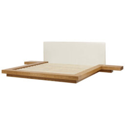 Beliani Bed With Led Faux Leather Zen 180 X 200 Cm (Eu Super King) Natural Ash Wood - thumbnail 6