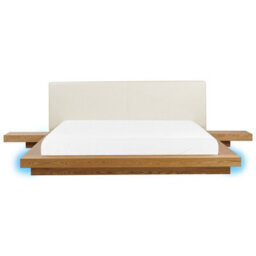 Beliani Bed With Led Faux Leather Zen 180 X 200 Cm (Eu Super King) Natural Ash Wood - thumbnail 1