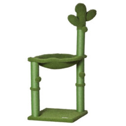 Cat Tree Tower With Sisal Scratch Post Hammock, 96Cm, Green - thumbnail 1