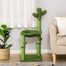 Cat Tree Tower With Sisal Scratch Post Hammock, 96Cm, Green - thumbnail 5