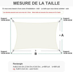 Beige 2X4M Rectangular Shade Sail 95% Uv Protection Waterproof - thumbnail 4