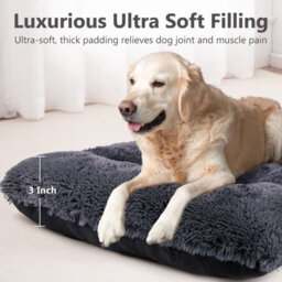 Grey Dog Bed Soft Pet Cushion Large Dog Crate Puppy Cat Mattress Washable Pad Mat 55X45Cm S - thumbnail 3