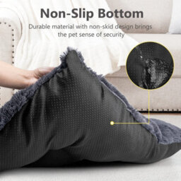 Grey Dog Bed Soft Pet Cushion Large Dog Crate Puppy Cat Mattress Washable Pad Mat 55X45Cm S - thumbnail 4