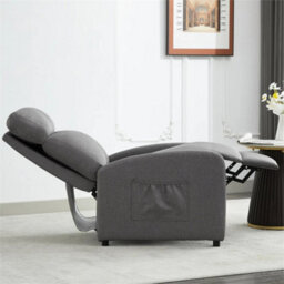 Grey-Linen Fabric Push Back Recliner Chair - thumbnail 4