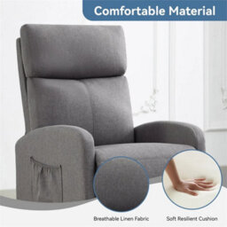 Grey-Linen Fabric Push Back Recliner Chair - thumbnail 6