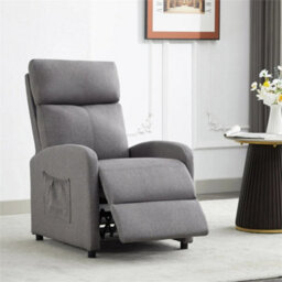 Grey-Linen Fabric Push Back Recliner Chair - thumbnail 3