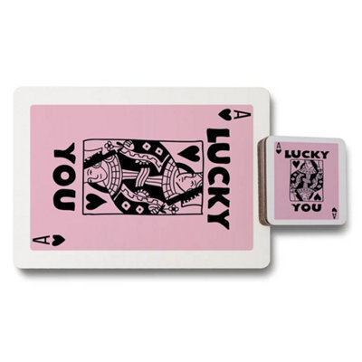 Benjamin Tate Design Placemat Coaster Set Designer Artwork Pink Card Motif With Wood Bottom Limited Edition - image 1