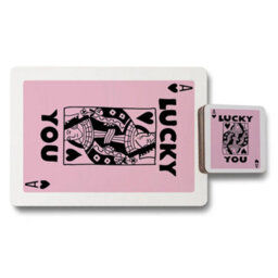 Benjamin Tate Design Placemat Coaster Set Designer Artwork Pink Card Motif With Wood Bottom Limited Edition - thumbnail 1