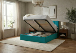 Adore Designs Stafford Plush Velvet Ottoman Sleigh Bed - 4Ft Small Double - Mallard - thumbnail 2