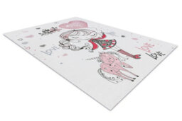 RugsX Bambino 2644 Washing Carpet Little Girl, Unicorn For Children Anti-Slip - White 120X170 Cm - thumbnail 3